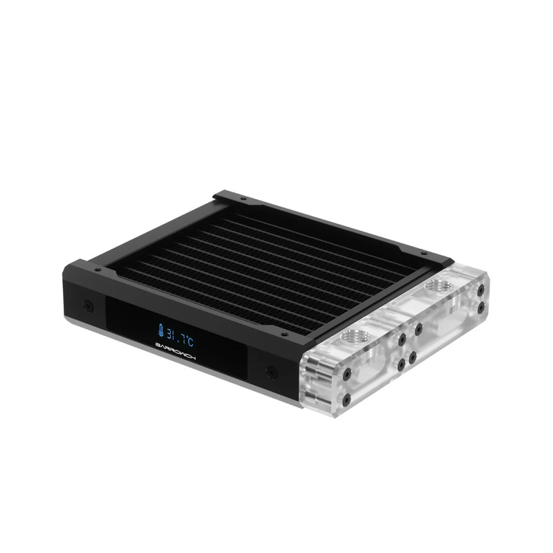 Barrowch Chameleon Fish Series Removable 120mm Radiator with Display Screen PMMA Edition - Black - مبرد